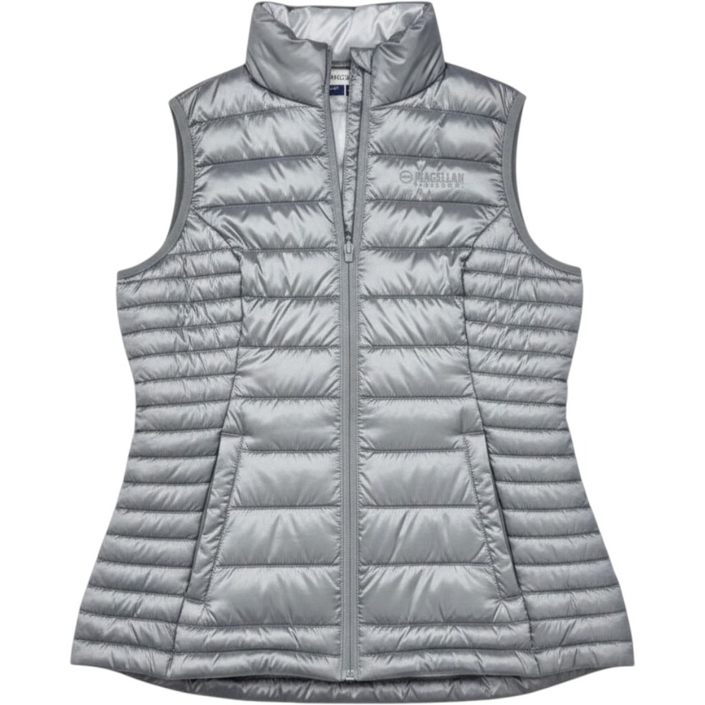 Magellan Outdoors Puffer Vest Womens Small Silver Quilted Full Zip Classic Fit